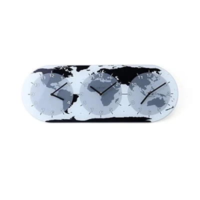 Imagen de NeXtime Reloj de pared &quot;MONDIAL&quot;, con 3 esferas, cristal, 50 x 18,6 cm