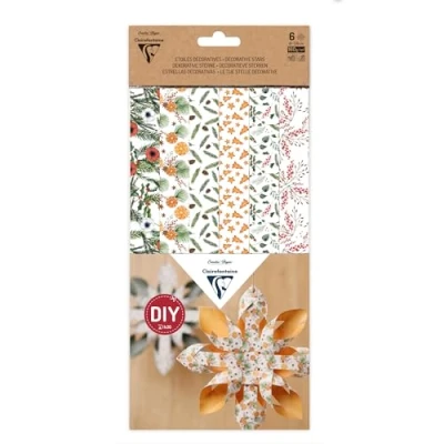 Imagen de Clairefontaine 95868C Kit de decoración completa para adultos 6 estrellas decorativas papel con motivos navideños Vitaminas Ocio Creativo, Bricolaje, Actividades Manuales Paso a