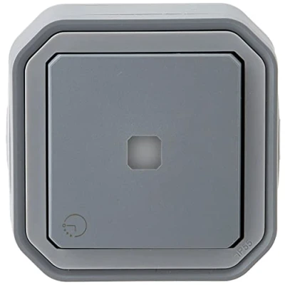Imagen de Legrand Interruptor temporizador luminoso impermeable Plexo viene completo con luz indicadora para montaje aparente gris