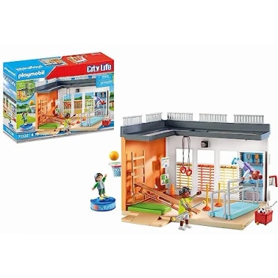 Imagen de PLAYMOBIL City Life 71328 Gimnasio extensión, Extensión de con Canasta Baloncesto, Juguetes para niños a Partir 4 años