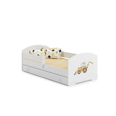 Imagen de KOBI LUK Cama infantil (140 x 70 cm), color blanco y con almacenamiento cajón, 140 cm pequeña camas para niños, colchón marco Habitación Bebe