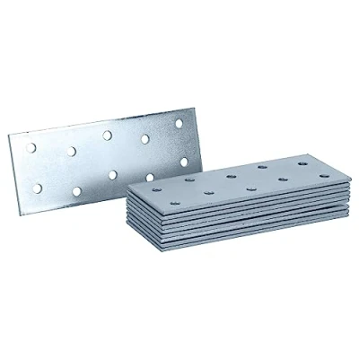 Imagen de HELPMATE 12 placas perforadas de 40 x 100 mm Conector plano galvanizado y azul pasivado madera con excelente protección contra la corrosión, estable duradero Fácil montaje