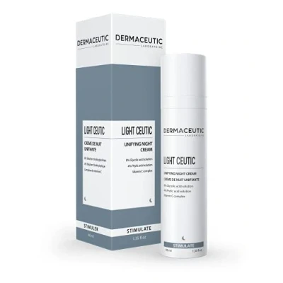 Imagen de Dermaceutic Light Ceutic Crema tonificante para la piel de uso nocturno facial antienvejecimiento e iluminadora con ácido glicólico, fítico y vitamina C antiarrugas 40 ml