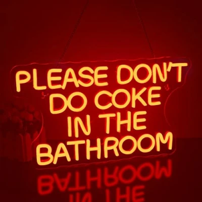 Imagen de Looklight Please Don&#039;t Do Coke in The Bathroom Letrero de neón LED rojo para decoración pared, letreros con letras regulables dormitorio, baño, hogar, bar, club, fiesta, regalo