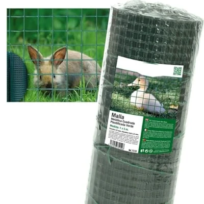 Imagen de Suinga Malla metalica verde 1 x 5 m, cuadros 13mm para cercados, granjas, animales