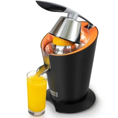 Imagen de LEBENLANG exprimidor de naranjas eléctrico acero inoxidable 600W Incluye cono y libre BPA (Negro Incl. brazo palanca)