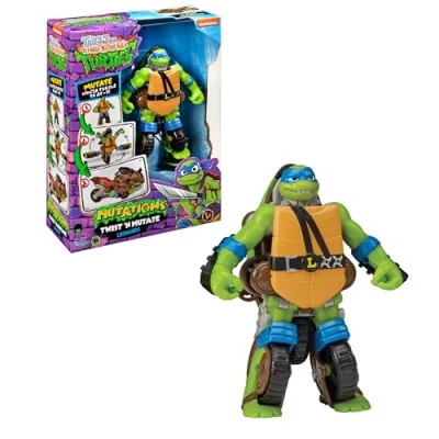 Imagen de TORTUGAS NINJA Figura de Acción Tranformable en Vehículo, Transforma a Leo una Vehículo 3 Ruedas, 2 Muñecos para Coleccionar, Figuras Articuladas, Famosa (TU845100)
