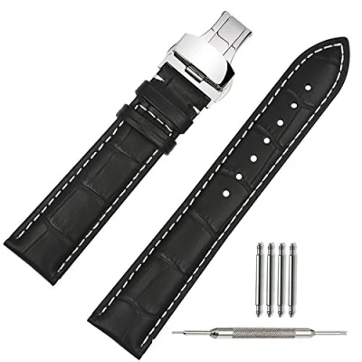 Imagen de Tstrap Correa Reloj Cuero Piel cocodrilo liberacion rapida Cierre Mariposa 18mm 19mm 21mm 22mm
