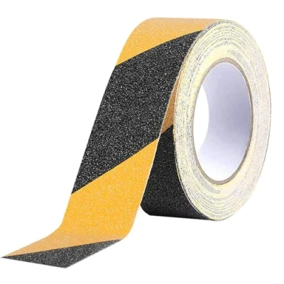 Imagen de QitinDasen 10 M X 5 cm Negro Amarillo Cinta Antideslizante, de Seguridad Antideslizante Autoadhesiva, para Interior y Exterior (1 Rollo)