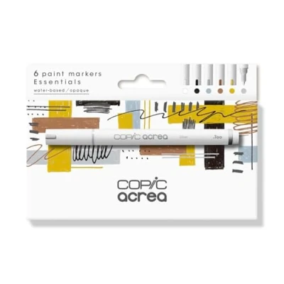 Imagen de COPIC acrea set Essentials, juego de 6 rotuladores con tinta a base agua y pigmentos, ancho trazo 0,8 1,2 mm