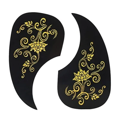 Imagen de Golpeador de Guitarra, 2 Piezas Autoadhensive Forma Coma, Adhesivo Protector para Guitarra Acústica (Dorado)