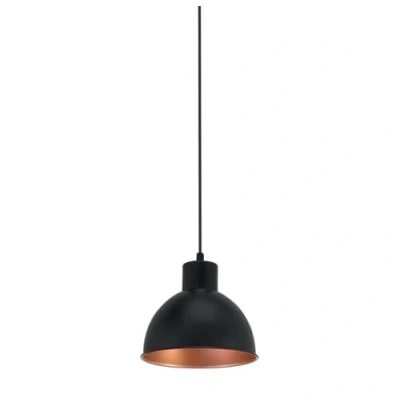 Imagen de EGLO Truro lámpara colgante vintage de diseño industrial, retro acero, negra, cobre, casquillo E27, diámetro 21 cm