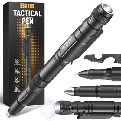 Imagen de BIIB Regalos para Hombre, Boligrafo Multifuncion con LED, Originales Gadgets Tecnologicos, Camping Accesorios, San Valentin Regalo Dia del Padre