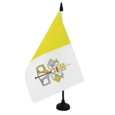 Imagen de AZ FLAG Bandera de Mesa la Ciudad del Vaticano 21x14cm BANDERINA DESPACHO VATICANA 14 x 21 cm