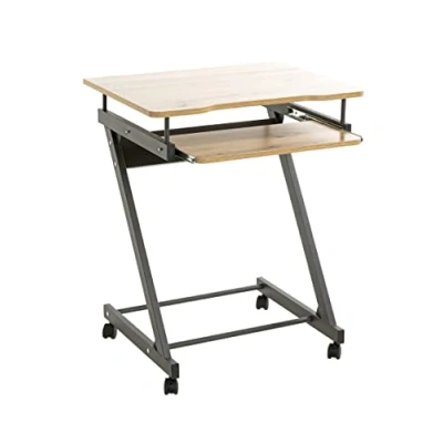 Imagen de HAKU Möbel Mesa de ordenador con ruedas antracita, roble, MDF, metal Dim.: AN 60 cm x AL 75 P 49 cm, Estilo: Moderno