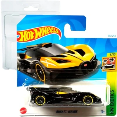 Imagen de Hot Wheels Bugatti Bolide HW Exotics 3/10 (185/250) HTC22 Amarillo 2024 + Protector Short Card Frikimonkey