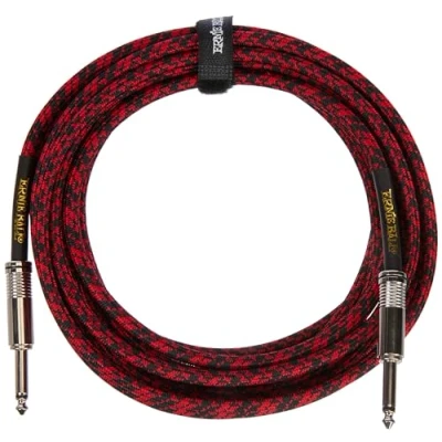 Imagen de Ernie Ball Cable para instrumento trenzado jack recto/recto 5.4 m. Rojo/Negro