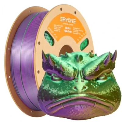 Imagen de filamento PLA tricolor ERYONE de seda 1,75 mm, para impresora 3D +/ 0,03 mm 1 kg/bobina, oro verde púrpura
