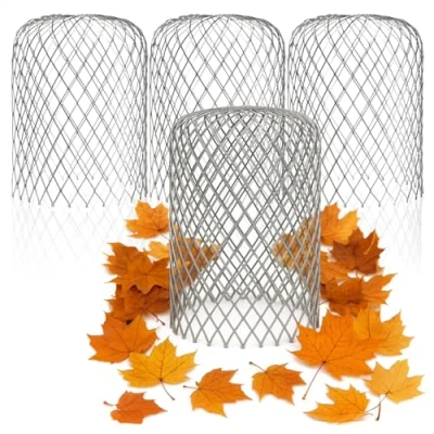 Imagen de com four® 4X protección de canalón para bajantes bajante follaje, Hojas, Ramas Protector (2 Piezas Filtro Acero)