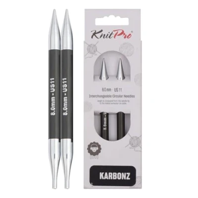 Imagen de KNITPRO Karbonz (8.00mm) Puntas de Aguja Circulares Intercambiables 1 Unidad