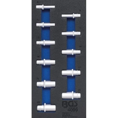 Imagen de BGS 4099 Bandeja para carro 1/3: Llaves de vaso hexagonal 10 mm (3/8&quot;) en pulgadas largas 11 piezas