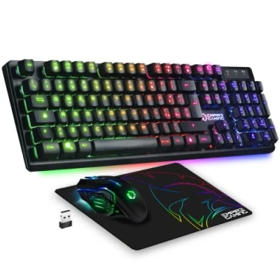 Imagen de Empire Gaming Armor RF800 Kit Wireless di Tastiera e Mouse da Gioco QWERTY(IT Layout) 2.4G RGB Ergonomico 4800 dpi con Tappetino per PC PS4 PS5 Xbox One/Mac Series