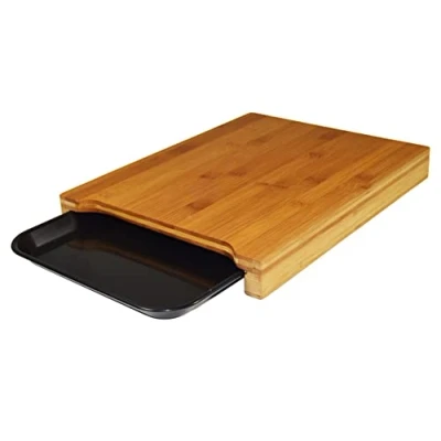 Imagen de Jocca Tabla de Cortar Cocina Madera Bambú con bandeja Resistente Tablero Higiénico Tablas 36x27,5x4 Utensilios Originales