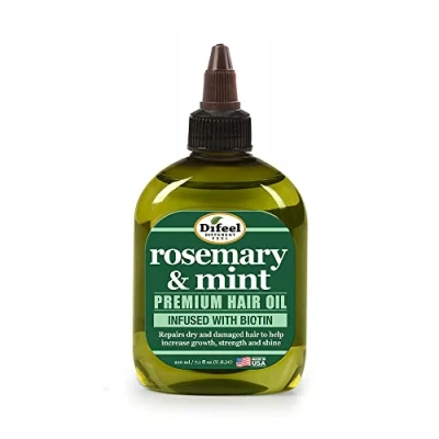 Imagen de Difeel aceite para el cabello premium de romero y menta con biotina, 7.5 onzas, infundido biotina