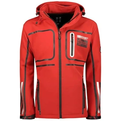 Imagen de Geographical Norway Romano Men Chaqueta Softshell Hombre Impermeable Con Capucha Abrigo Para Hombres Outdoor Cortavientos Resistente Senderismo Esquí Otoño Invierno Primavera (Rojo XL)