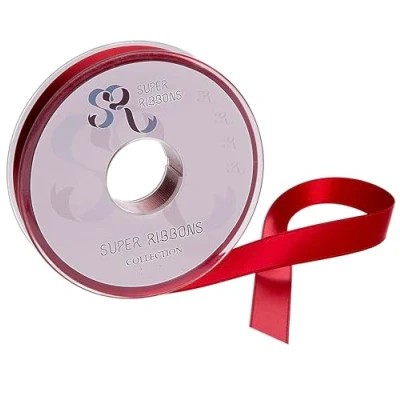 Imagen de SR SUPER RIBBONS®™ Cinta de satén doble cara 10 mm, 20 metros en carrete, color rojo