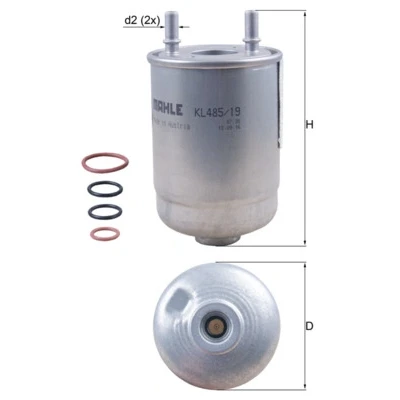 Imagen de MAHLE ORIGINAL KL 485/19D Filtro Combustible de tubería 10 10,0 RENAULT: GRAND SCENIC 3, MEGANE 3