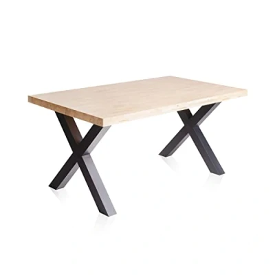 Imagen de x Loft, Mesa de Comedor, Salon, Acabado en Roble Salvaje y Patas Metalicas Negro, Medidas: 160 cm (Largo) 90 (Ancho) 76 (Alto)