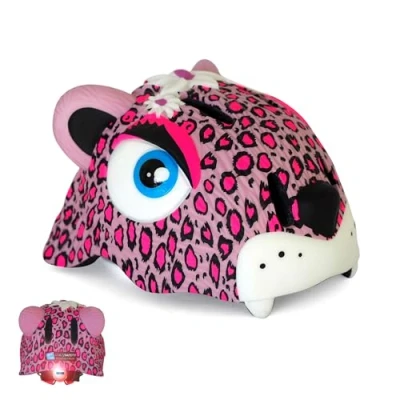 Imagen de Casco de Bicicleta para niño Crazy Safety Bici 2 a 7 años Skate, Bicicleta, Patinete, monopatin Animal 3D Ligero y Ajustable 49 55 cm (Leopardo Rosa)