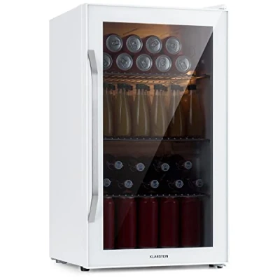 Imagen de KLARSTEIN Nevera Pequeña Puerta Cristal Habitaciones, Portatil Electrica, Mini para Bebidas, 80L, Frigorifico con Estantes,