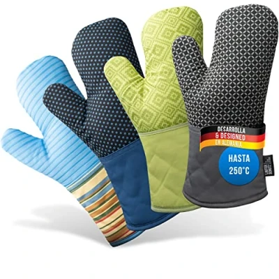 Imagen de LauterSchutz® Guantes Horno por Pares con Revestimiento de Silicona para un Agarre óptimo y Resistencia al Calor (Calor Contacto: 250C) (Gris)