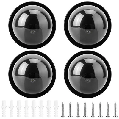 Imagen de Garsent 4pcs cámara simulación de cúpula Falsa CCTV maniquí con luz LED Intermitente para hogares y Negocios Alimentado por 2 * baterías AA(Negro)
