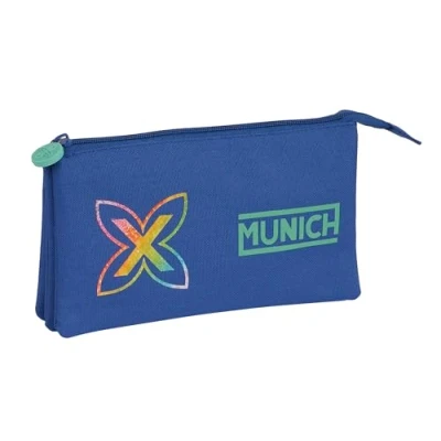 Imagen de Safta MUNICH COBALTO Portatodo Triple, Estuche Infantil, Niño, Ideal para Niños en Edad Escolar, Cómodo y Versátil, Calidad Resistencia, 22x3x12 cm, Color