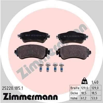 Imagen de ZIMMERMANN 25220.185.1 Juego de pastillas freno con tornillos Foto correspondiente a la entrega CITROËN: C4 II Hatchback