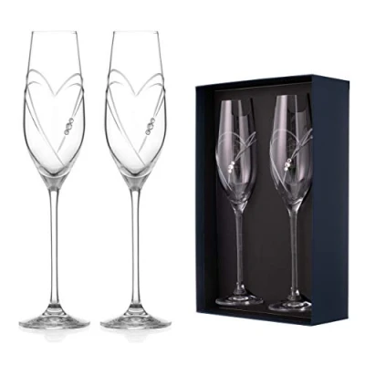 Imagen de DIAMANTE Swarovski Copas de champán Prosecco con cristales Swarovski, diseño corazones