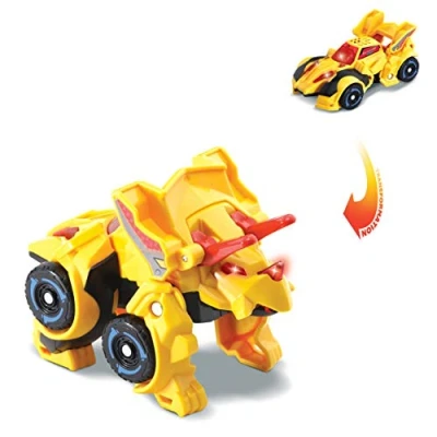 Imagen de VTech Switch&amp;Go Dinos Tino el tricerátops bólido, Dinosaurios y figuras de acción, Juguete transformable 2 en 1 Dino Car para niños +3 años, Versión ESP