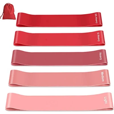 Imagen de Fokky Bandas de Resistencia [Juego 5], Banda Ejercicio látex 100% Natural, para Mujer con 5 Niveles Yoga, Pilates, Fisioterapia, Estiramiento,