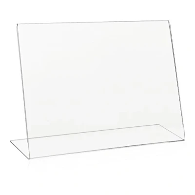 Imagen de VITAdisplays soporte en L DIN A4 apaisado, de mesa, L, para carteles, publicitario, oblicuo, PLEXIGLAS original, A4, transparente