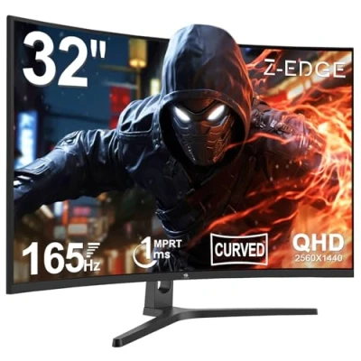 Imagen de Z Edge Monitor Gaming Curvo 32&#039;&#039; 2K QHD (2560x1440), 1ms, 165Hz, Pantalla PC 16:9, AMD FreeSync, 1500R VA, 2xDP1.4 &amp;2xHDMI2.0, Inclinación Ajustable, 3000:1, RGB, VESA 75 * 75mm(Cable HDMI Incluido)