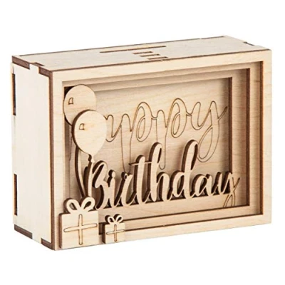 Imagen de Rayher DIY Geldgeschenk Verpackung 3D Caja Regalo Madera Birthday,FSCMixC, Natural, 11,5x8,5x5cm