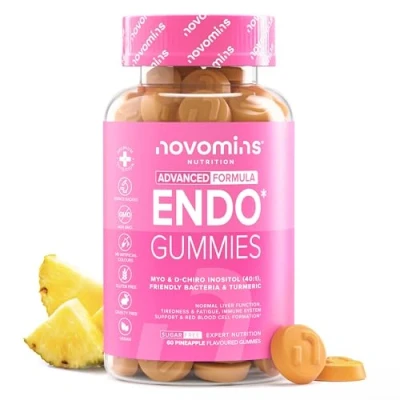 Imagen de Endo Gominolas Myo Inositol &amp; D Chiro Inositol, Vitamina B6, Cúrcuma y Probióticos Mujer Flora Intima Vegano Sin Gluten para Equilibrio Hormonal 60 Novomins
