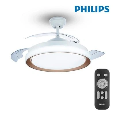 Imagen de Philips Bliss Ventilador de techo con luz LED (28W) y mando, motor DC (ahorro energia) 35W, blanca cálida a fría (3000 5500K), diametro 510mm, color blanco dorado