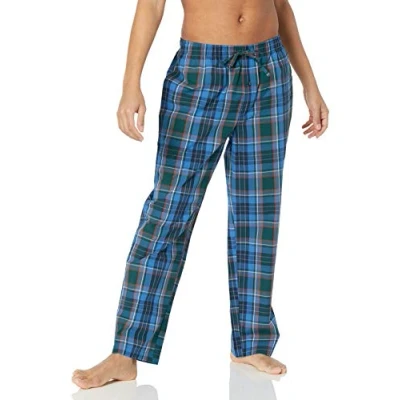 Imagen de Amazon Essentials Pantalón de Pijama Tejido Ajuste Recto Hombre, Azul Verde Cuadros Grandes, XXL