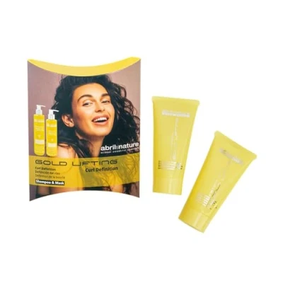 Imagen de abril et nature Mini Pack Tratamiento Profesional Gold Lifting Definición de Rizos y Anti Frizz Set Viaje con Champú Mascarilla Para Cabellos Rizados u Ondulados Formato