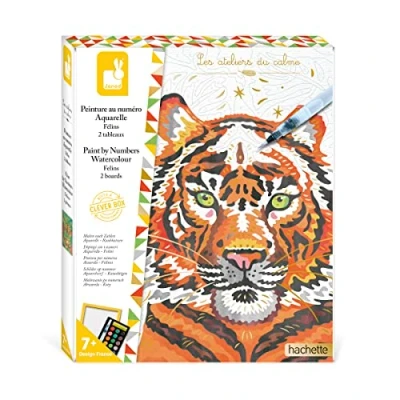 Imagen de Janod Estuche Pintura Por Números Felinos 2 Cuadros Acuarela Les Ateliers du Calme Manualidad Creativa A Partir de 7 Años, J07954