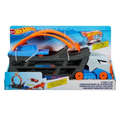 Imagen de Hot Wheels Camión Looping acrobático, Accesorios para Pistas de Coches Juguetes (Mattel GCK38), Multicolor